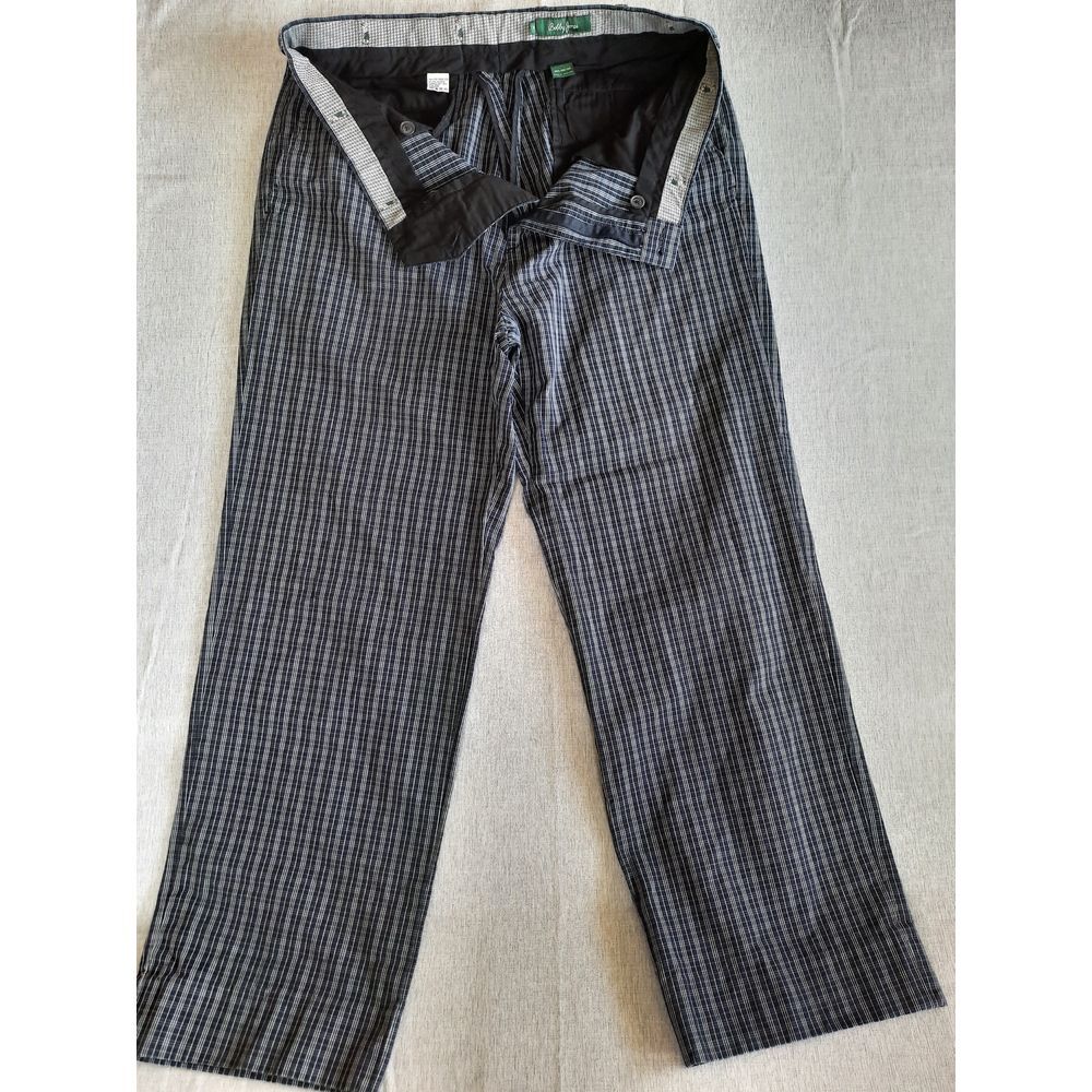 Bobby Jones Men 36 Performance Straight Wide-Leg Flat Front‎ Chino Stripes Pants